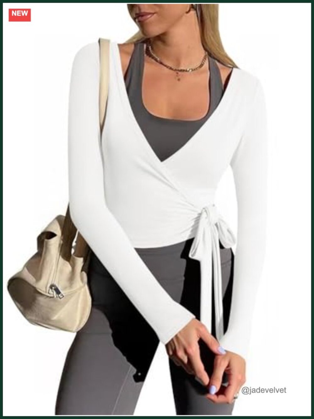 Womens Long Sleeve Wrap Tie Yoga Workout Tops Deep V Neck Activewear